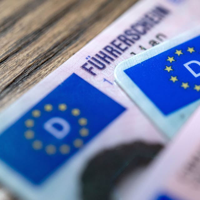 Mehrere Führerscheine liegen auf einem Tisch. Die Kosten für den Führerschein, inklusive Fahrstunden, ist in Kölner etwas teurer als im bundesweiten Schnitt. (Symbolbild)