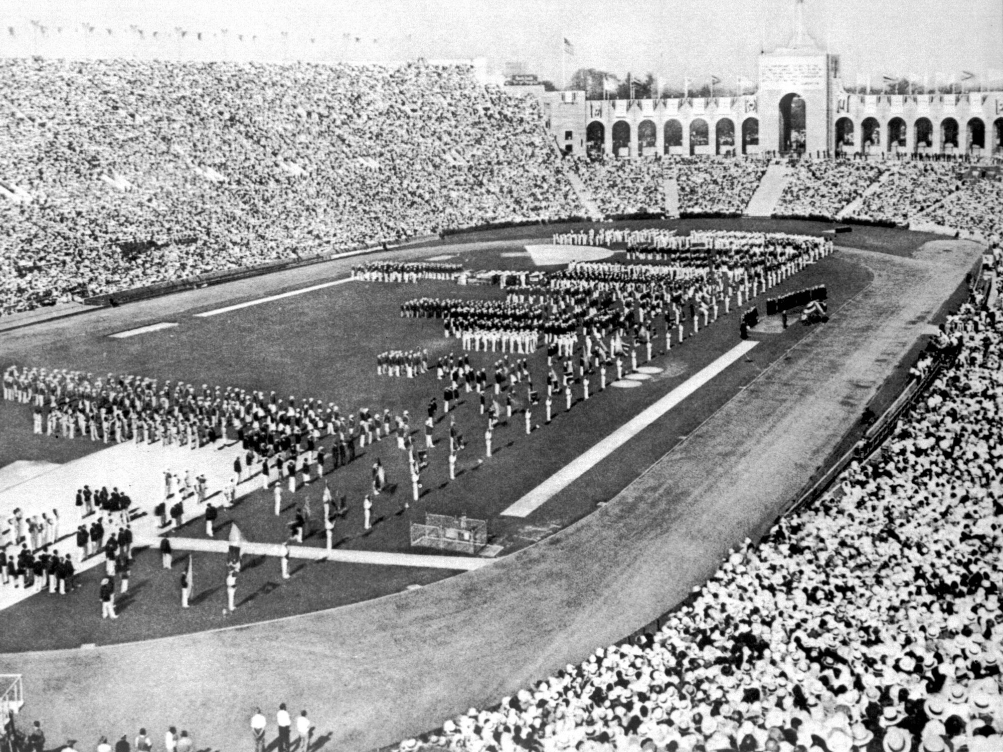 Blick auf die Eröffnungsfeier bei den Olympischen spielen in Los Angeles