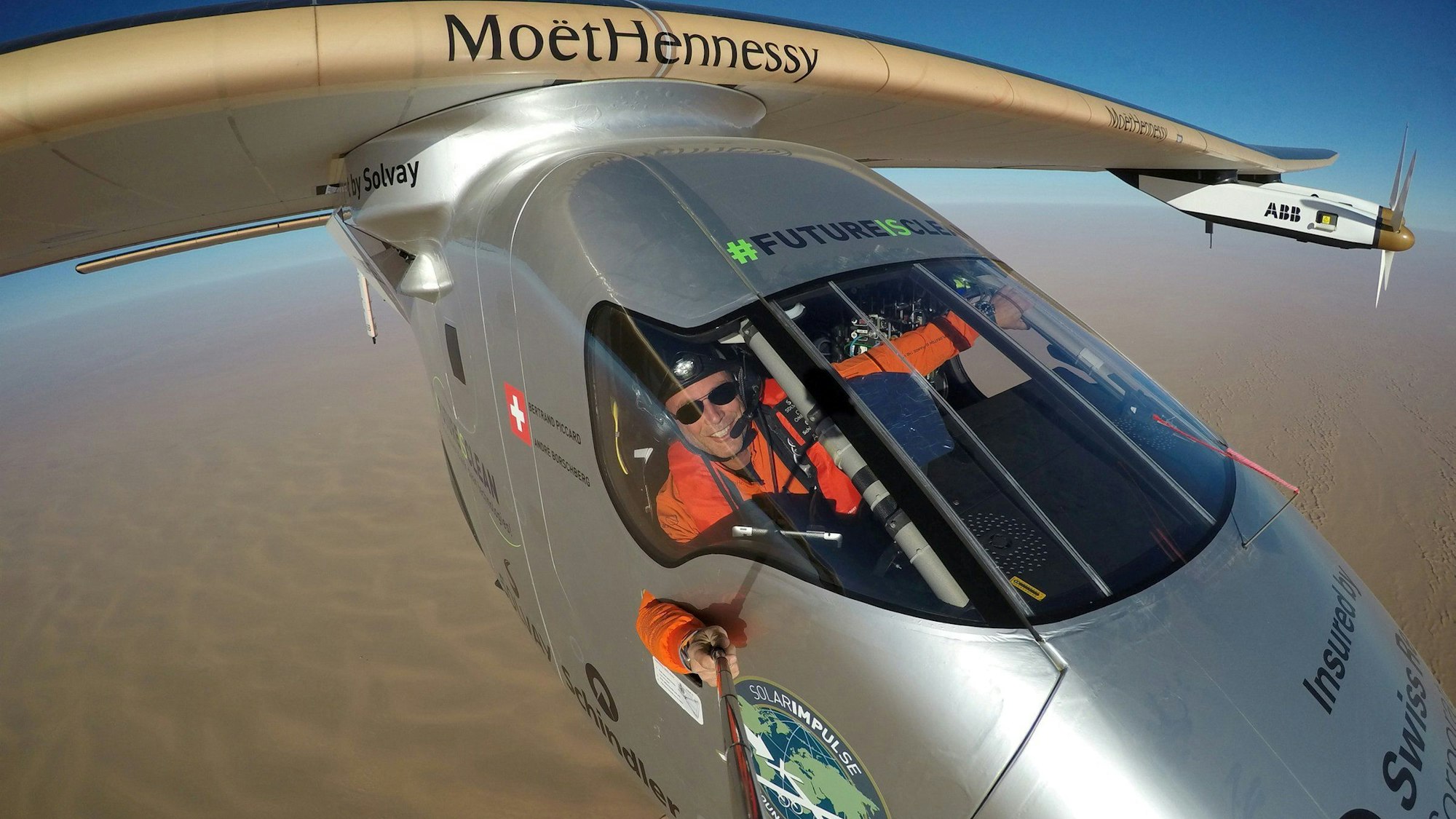 Bertrand Piccard 2016 im Solarflugzeug
