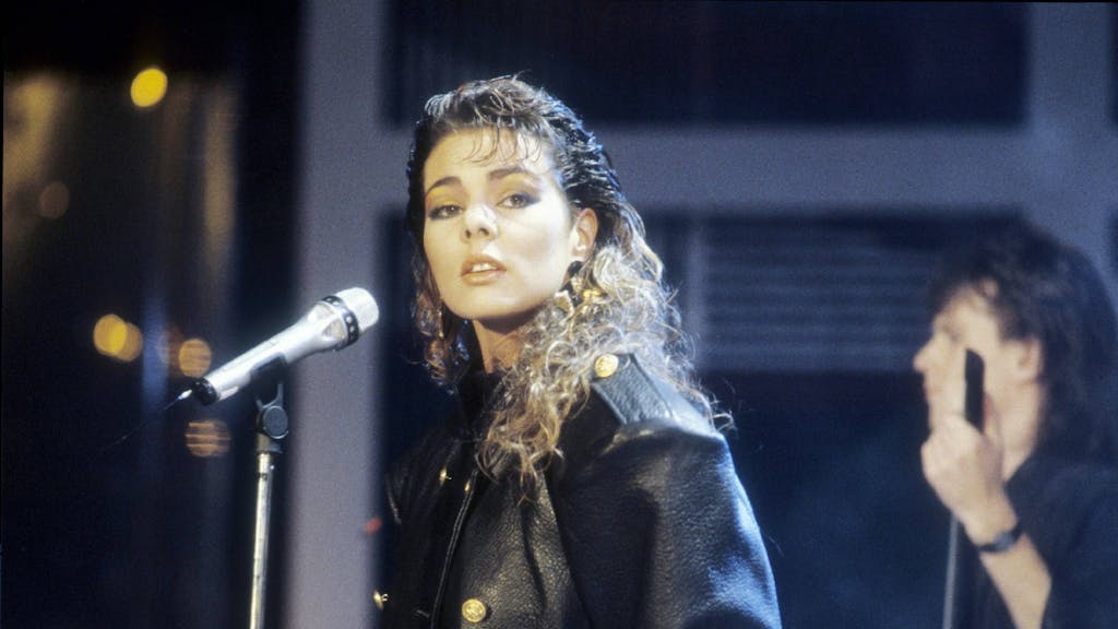 Sängerin Sandra bei einem Auftritt am 21. November 1986