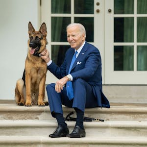 US-Präsident Joe Biden mit seinem Schäferhund Commander. Das präsidiale Haustier musste nach Bissen gegenüber Secret-Service-Mitarbeitern das Weiße Haus verlassen.