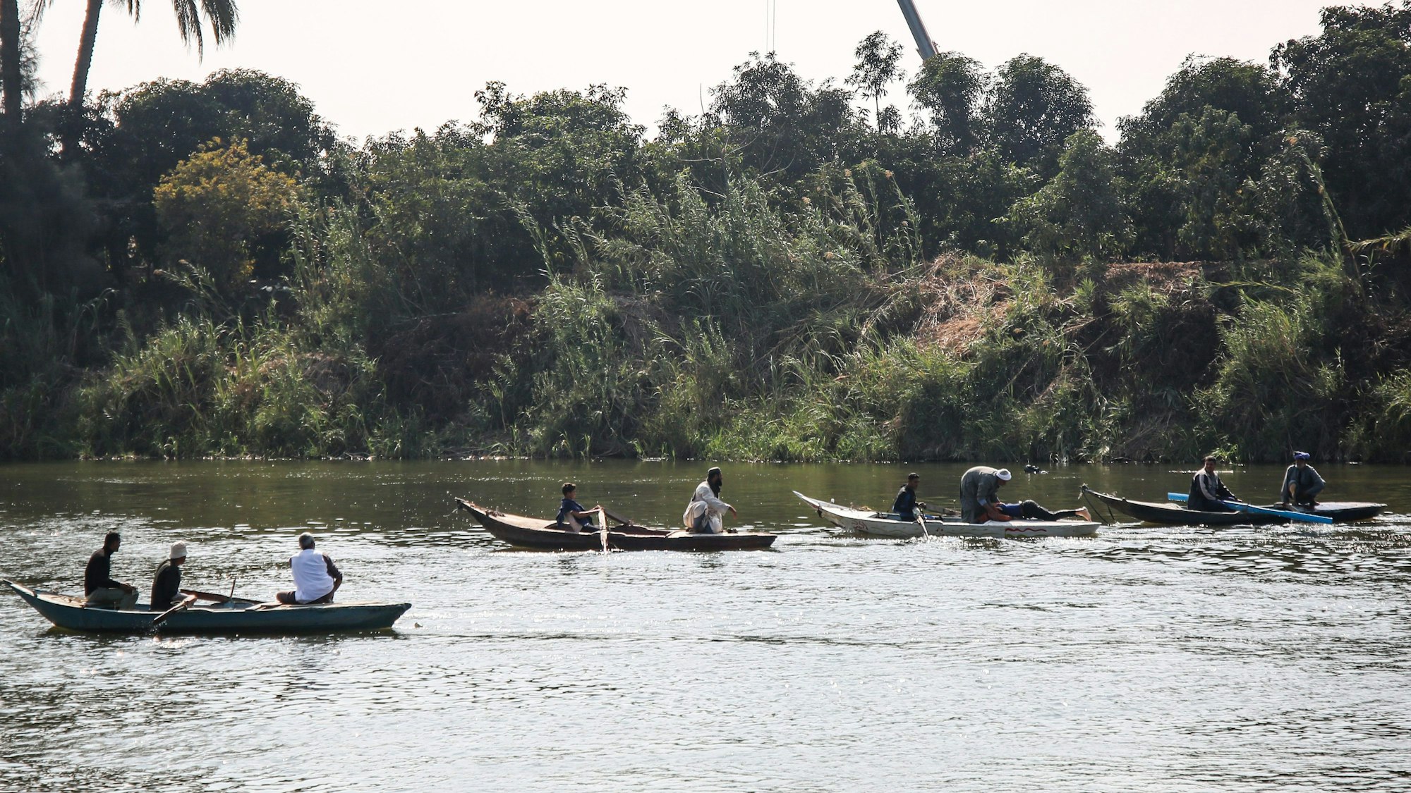 Fischer auf dem Nil in der Nähe von Kairo.