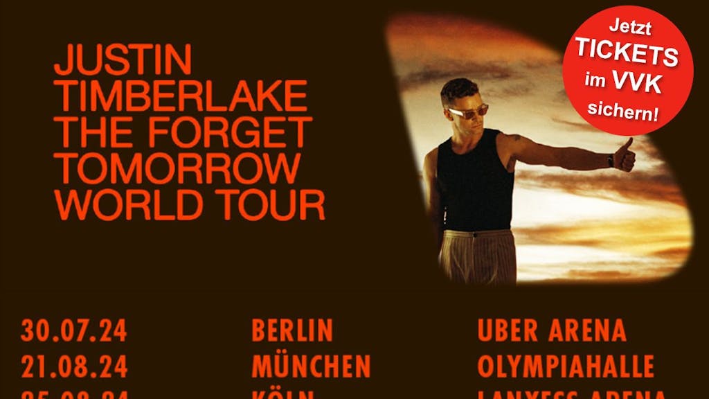 Justin Timberlake wird 2024 mit seiner The Forget Tomorrow World Tour auch in 4 deutschen Städten Halt machen. Jetzt Tickets sichern.