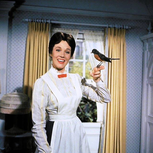 Man sieht Julie Andrews in ihrer Rolle der Mary Poppins im gleichnamigen Film.