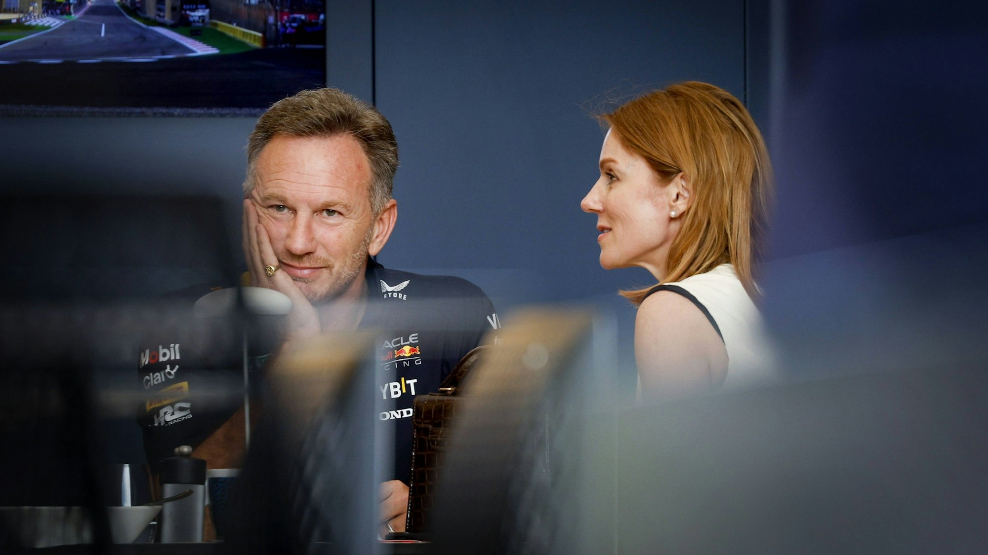Red-Bull-Teamchef Christian Horner und Geri Halliwell vor dem Großen Preis von Bahrain.