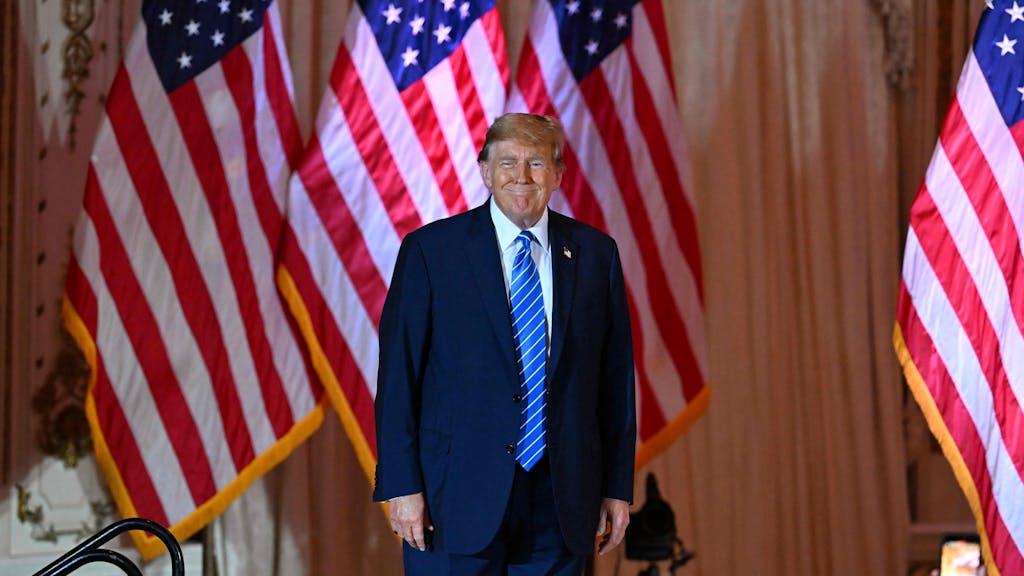 Ex-US-Präsident Donald Trump bei einer Wahlkampfveranstaltung während des „Super Tuesday“ in Mar-a-Lago.