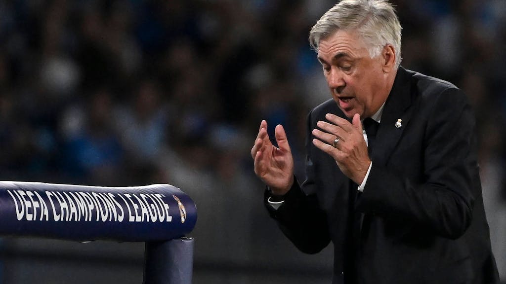 Carlo Ancelotti ärgert sich während eines Champions-League-Spiels.