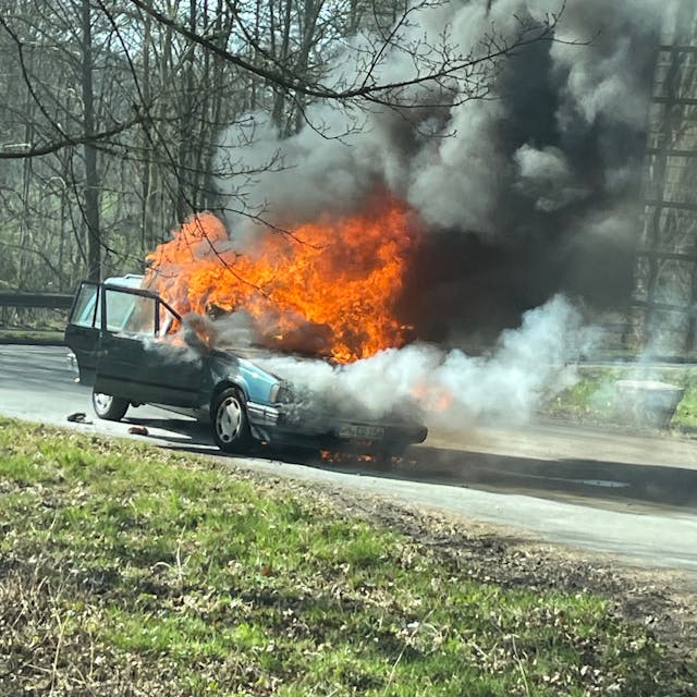 Das Auto des Ehepaars stand lichterloh in Flammen.&nbsp;