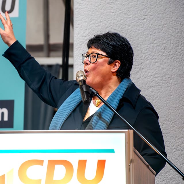 Sabine Verheyen, Europa-Abgeordnete der CDU, sprach in Kommern beim Kreisparteitag zur Europawahl am 9. Juni 2024.&nbsp;
