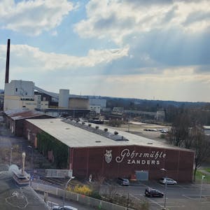 Blick auf das ehemalige Gelände der Papierfabrik Zanders