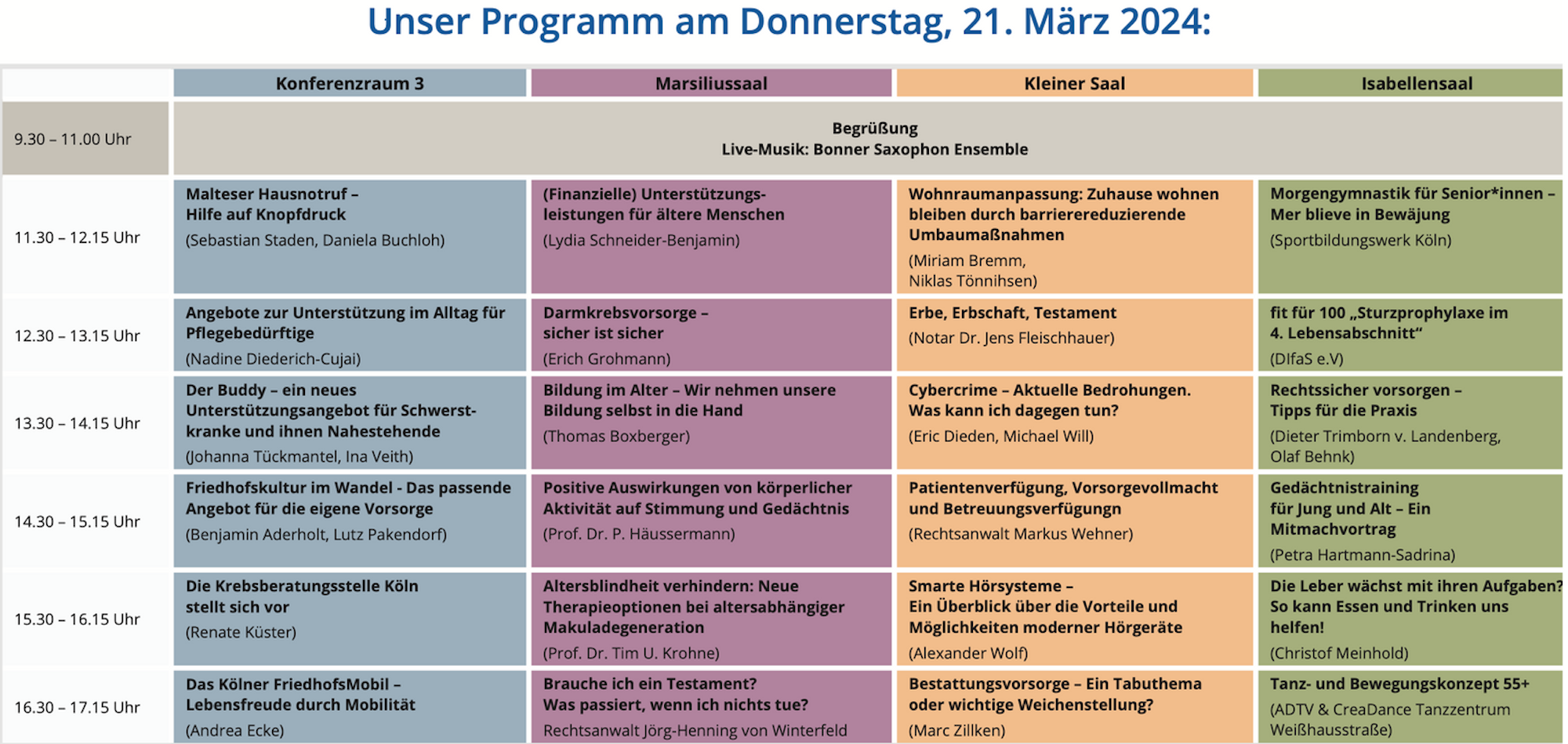 Das Programm beim Kölner Vorsorgetag 2024.
