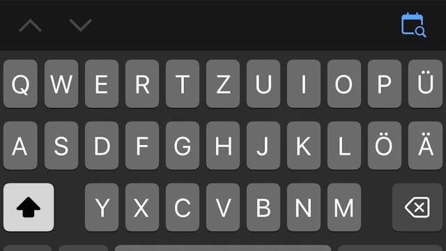 Das kleine Symbol oben rechts auf der Whatsapp-Tastatur mit der Lupe zeigt die neue Funktion – hier bei einem Apple-Gerät.