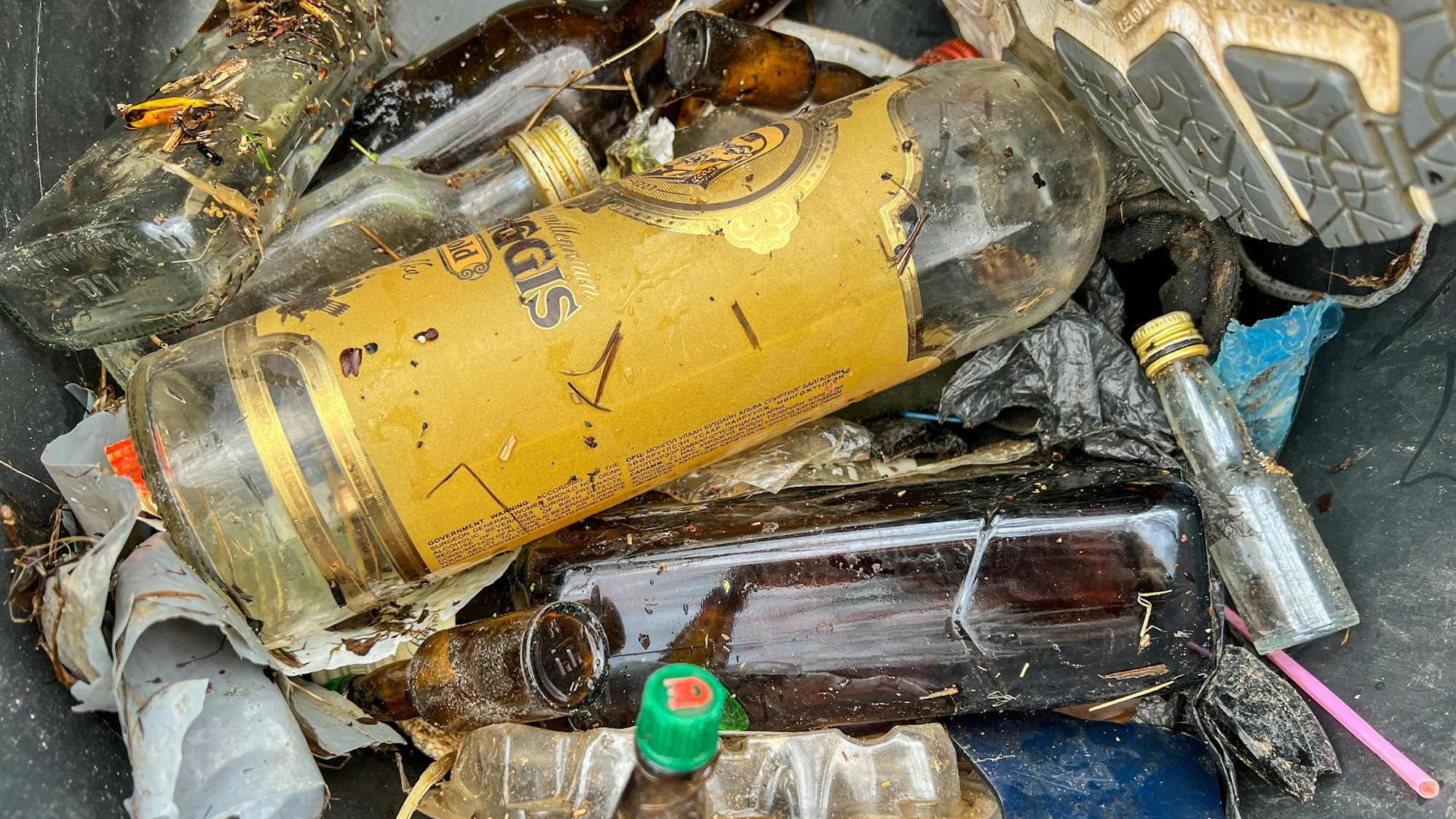 Müll-Fundstücke aus der Sammelaktion im Rhein