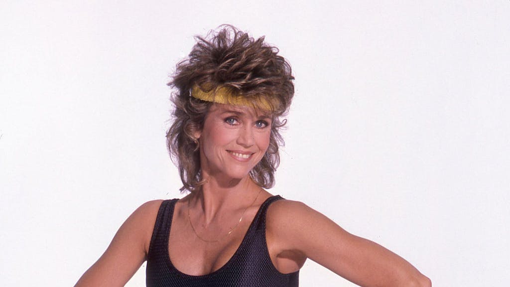 Jane Fonda 1985 beim Aerobic
