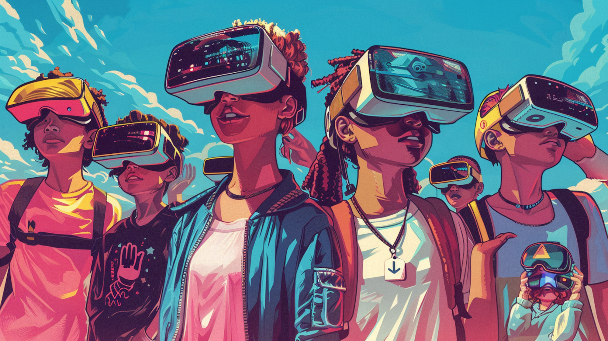 Illustration: Jugendliche mit VR-Brillen