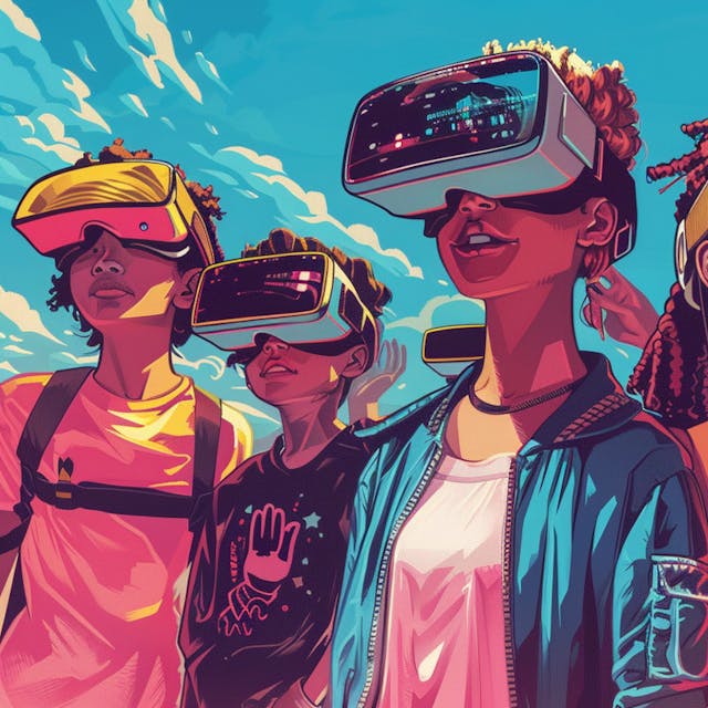 Illustration: Jugendliche mit VR-Brillen
