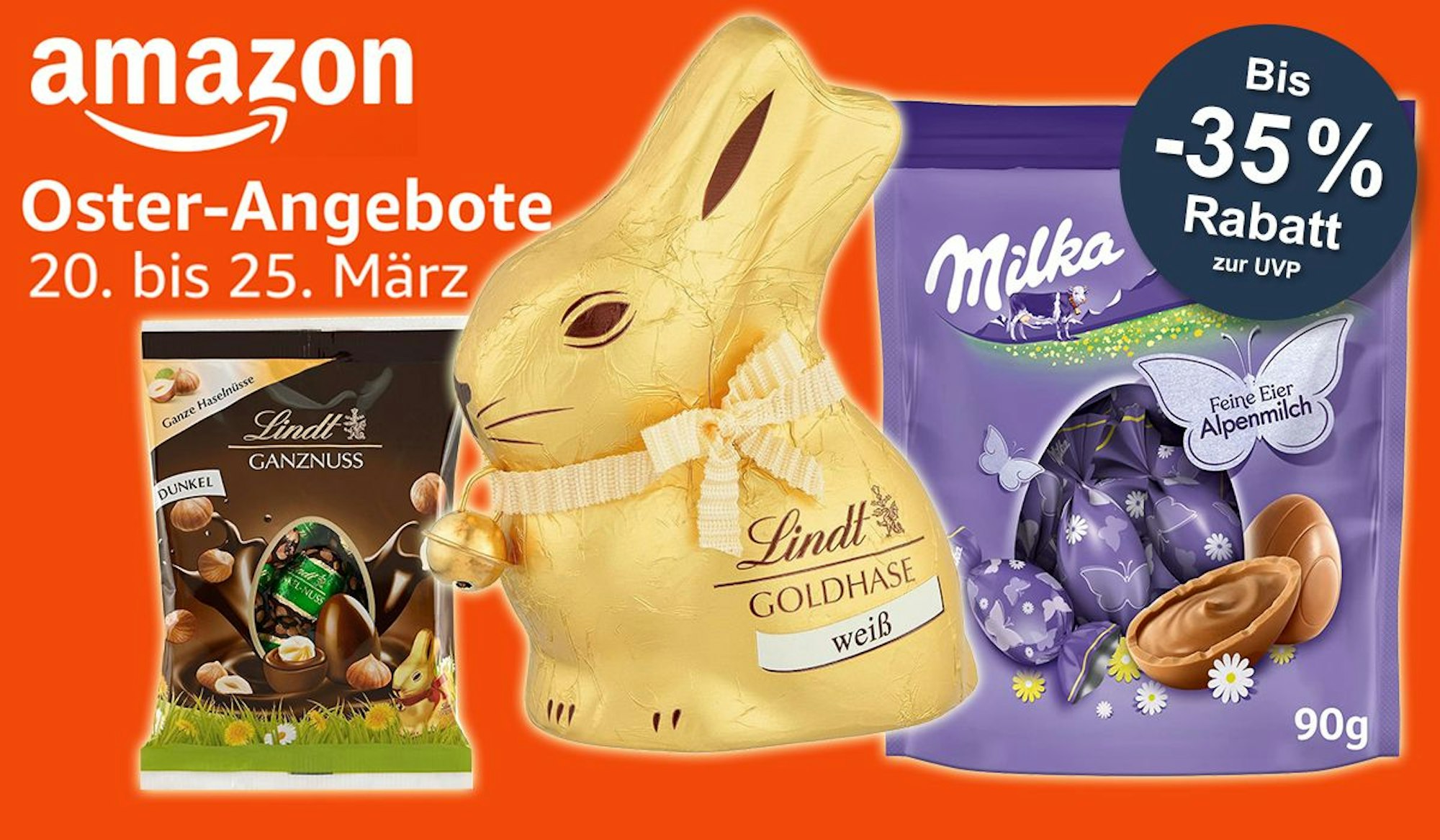 Jetzt bis zu 35% Rabatt auf Lindt und Milka Schokoladen in den Amazon Oster-Angeboten sichern!