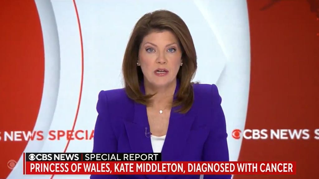 Eine Nachrichten-Sprecherin von CBS berichtet während einer Basketball-Übertragung über die Krebsdiagnose von Prinzessin Kate.