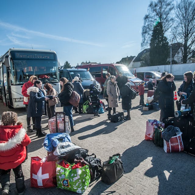 Die Ankunft Geflüchteter aus der Ukraine vor zwei Jahren in Leichlingen.