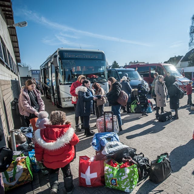 Die Ankunft Geflüchteter aus der Ukraine vor zwei Jahren in Leichlingen.