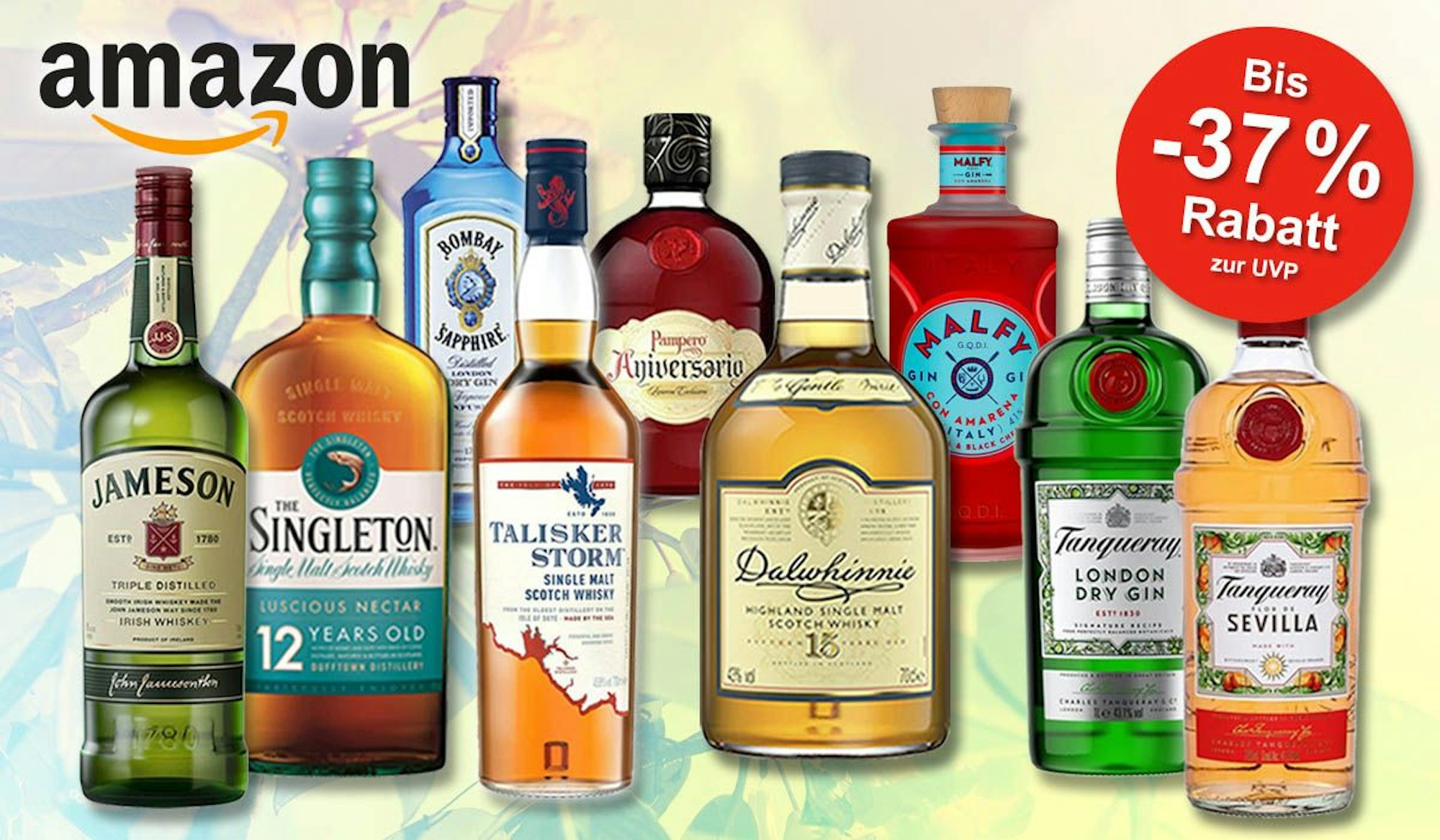 Premium Spirituosen in den Amazon Angeboten: Talisker, Jameson, Dalwhinnie, The Singleton Whisky, Tanqueray, Malfy , Bombay Gin, Pampero Rum.
