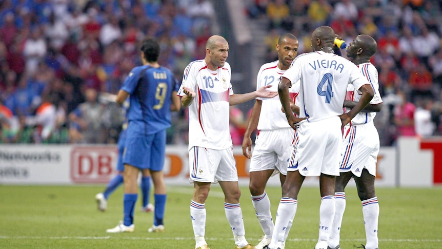 Zinedine Zidane, Thierry Henry, Patrick Vieira und Lilian Thuram beim WM-Finale.