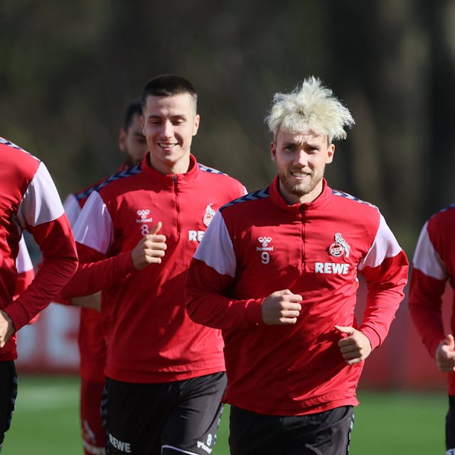 1. FC Köln, Training, von links: Davie Selke, Denis Huseinbasic, Luca Waldschmidt, Jacob Christensen