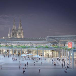 Der Hauptbahnhof vom Breslauer Platz aus gesehen.
