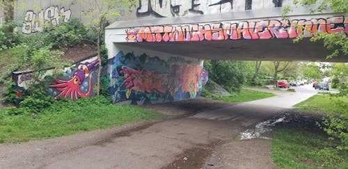 Graffitis im Nordpark in Köln-Niehl