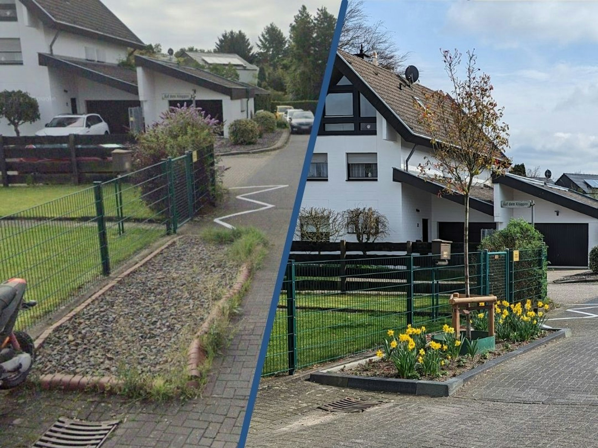 Am Heideweg im Ortsteil Forsbach hat die Stadt Rösrath zwei Schotterbeete in bepflanzte Beete umwandeln lassen.