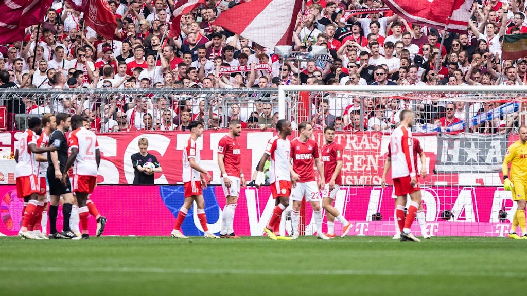 Vor einer Ecke für Bayern München stehen zahlreiche Spieler im Strafraum des 1. FC Köln.