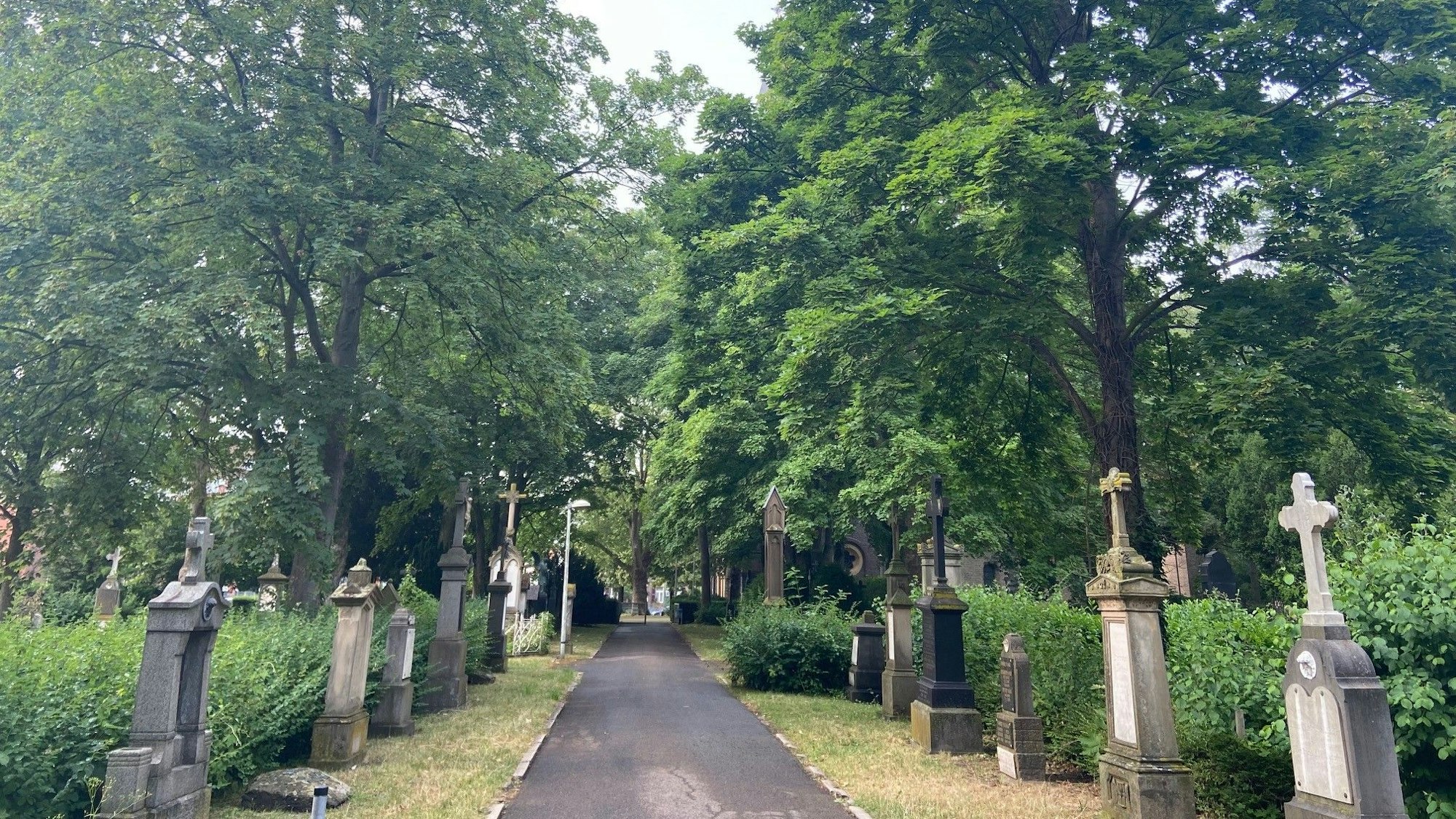 Auf dem Bild ist ein alter Friedhof zu sehen.