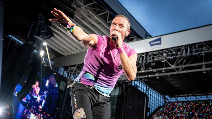 Coldplay-Sänger Chris Martin, hier bei der „Music Of The Spheres“-Tour im Juli 2023 in Kopenhagen.