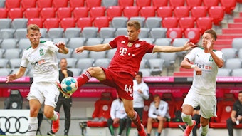 Spieler von Borussia Mönchengladbach in einem Testspiel gegen den FC Bayern München.