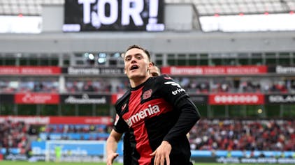 Leverkusens Florian Wirtz bejubelt sein Tor zum 3:0.&nbsp;