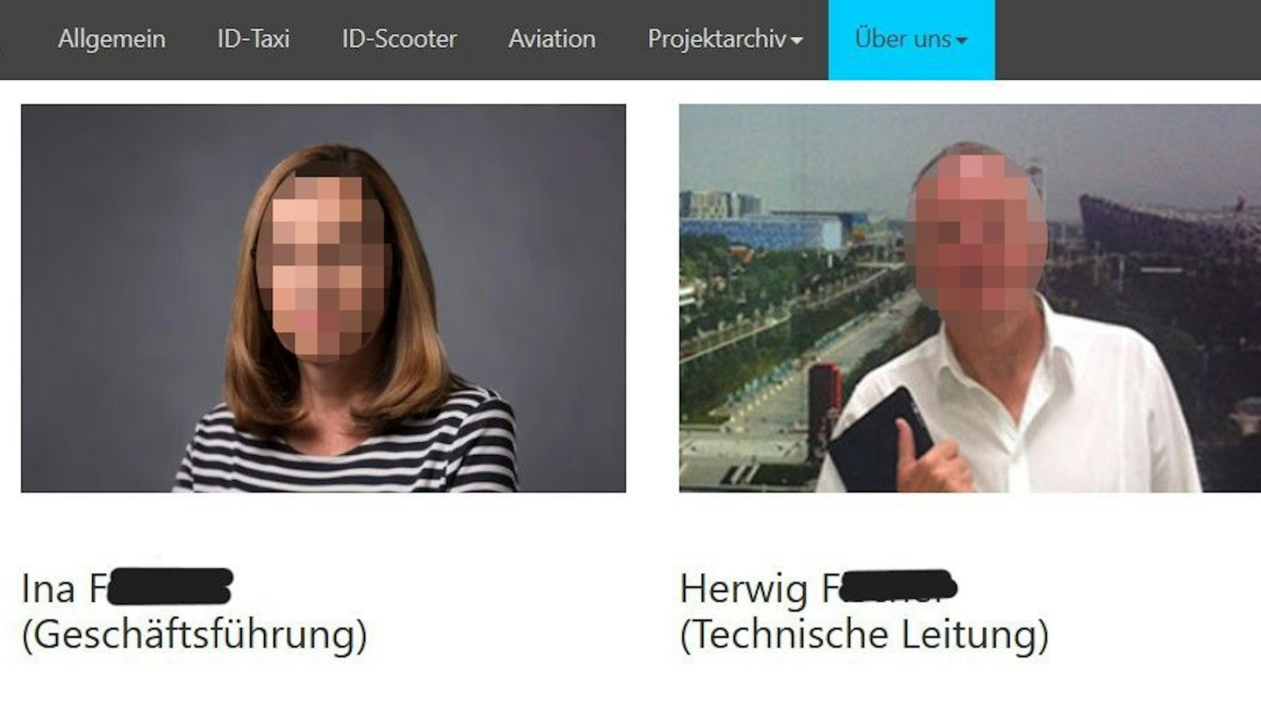 Verdacht auf Spionage für China: Ina F. und Herwig F. sind auf Porträtbildern von der Hompage ihres Unternehmens zu sehen. Die Gesichter sind aber unkenntlich gemacht.