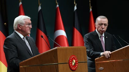 Frank-Walter Steinmeier und Recep Tayyip Erdogan bei ihrer gemeinsamen Pressekonferenz am Mittwoch. Nicht nur dort ging es um Döner.