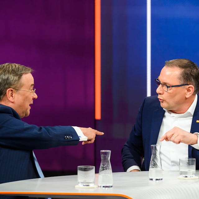 CDU-Politiker Armin Laschet (l.) und AfD-Chef Tino Chrupalla in der ZDF-Talksendung „Maybrit Illner“.