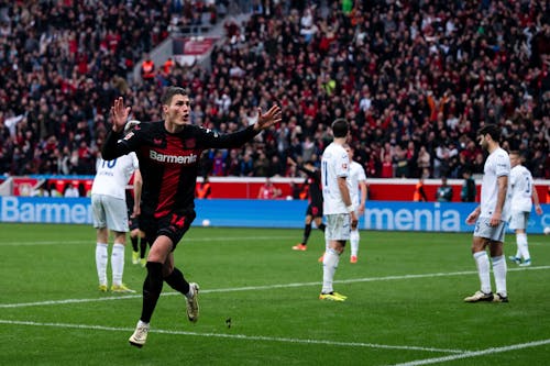 Leverkusens Patrik Schick jubelt nach seinem Treffer zum 2:1 Endstand.&nbsp;