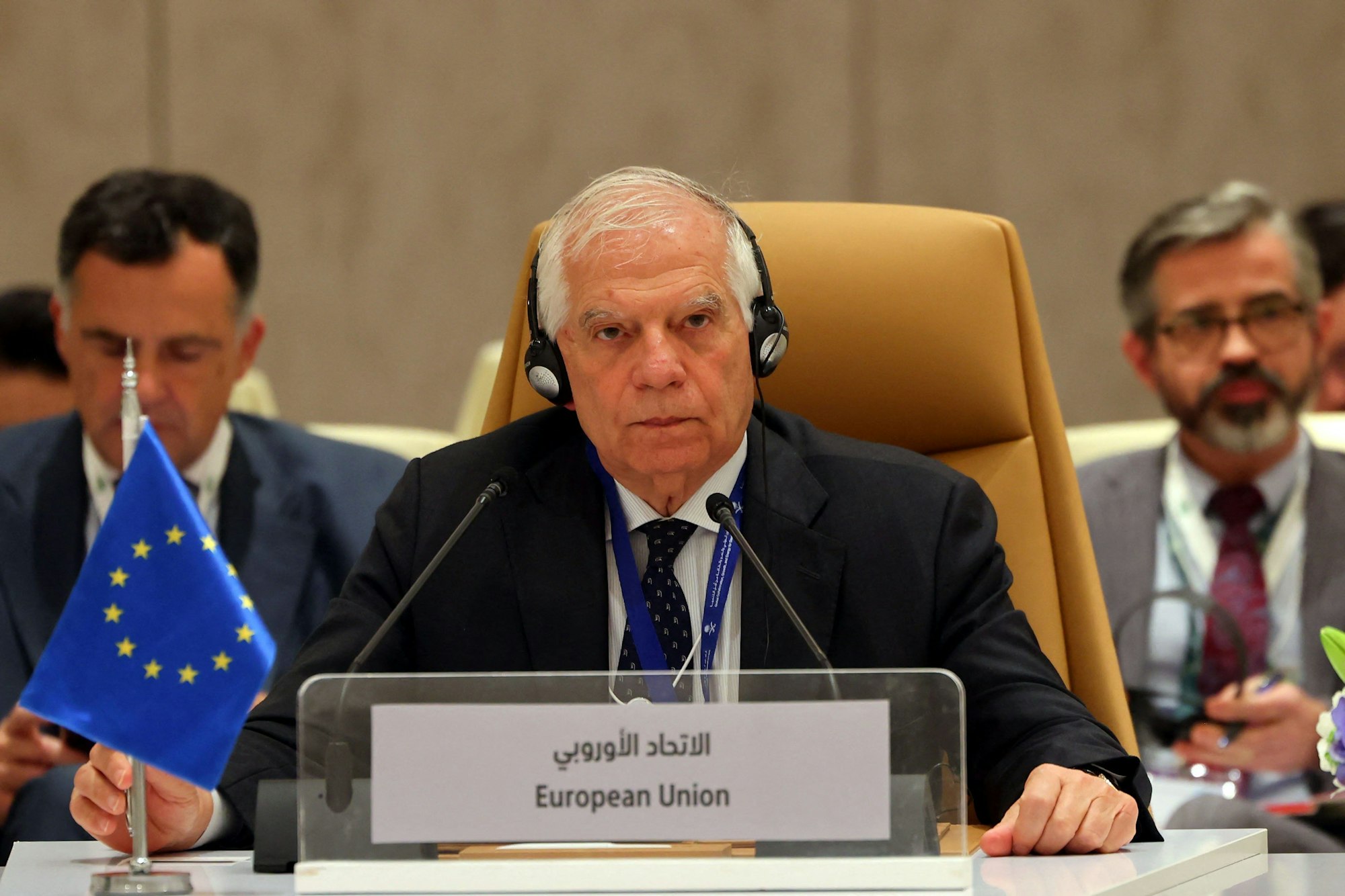 Der EU-Außenbeauftragte Josep Borrell nimmt am 29. April 2024 an einem Ministertreffen in Riad teil, um die Gaza-Krise inmitten des anhaltenden Konflikts auf palästinensischen Gebieten zwischen Israel und der militanten Gruppe Hamas zu erörtern.