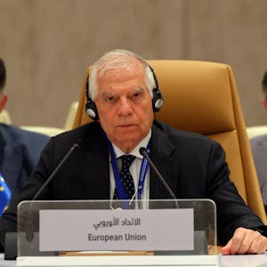 Der EU-Außenbeauftragte Josep Borrell nimmt am 29. April 2024 an einem Ministertreffen in Riad teil, um die Gaza-Krise inmitten des anhaltenden Konflikts auf palästinensischen Gebieten zwischen Israel und der militanten Gruppe Hamas zu erörtern.