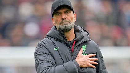 Jürgen Klopp, Trainer des FC Liverpool, gestikuliert nach dem Ende des Spiels.&nbsp;