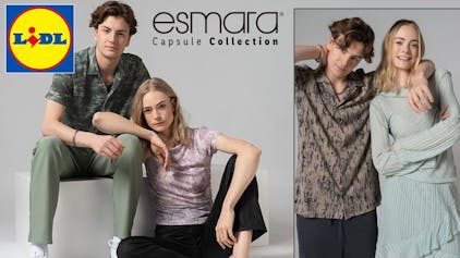 Models, die verschiedene Kleidungsstücke der Capsule Collection der Lidl Marke esmara tragen.