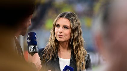 Laura Wontorra bei der Champions League Übertragung von Dortmund gegen Paris.&nbsp;