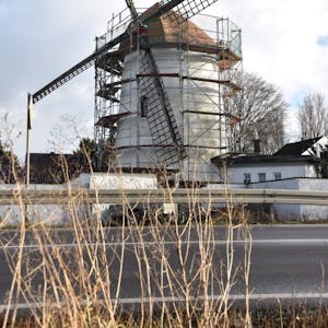 Die Niederembter Windmühle hat ein neues Schindeldach bekommen. Auch die maroden Flügel sollen noch erneuert werden.