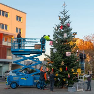 Der Heimatverein schmückte den Baum auf dem Marga-und-Walter-Boll-Platz.