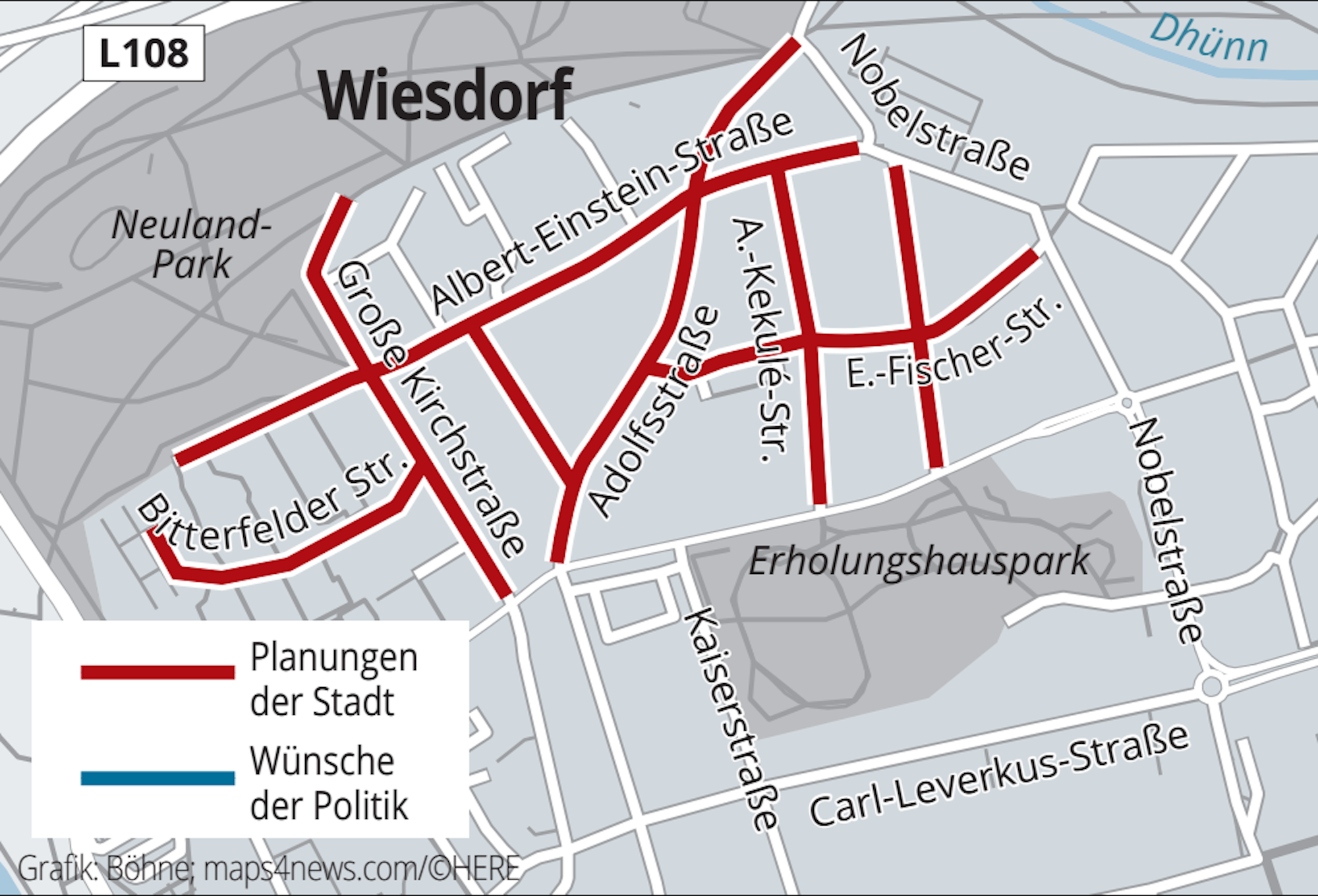 Geplante Fahrradzone Wiesdorf
