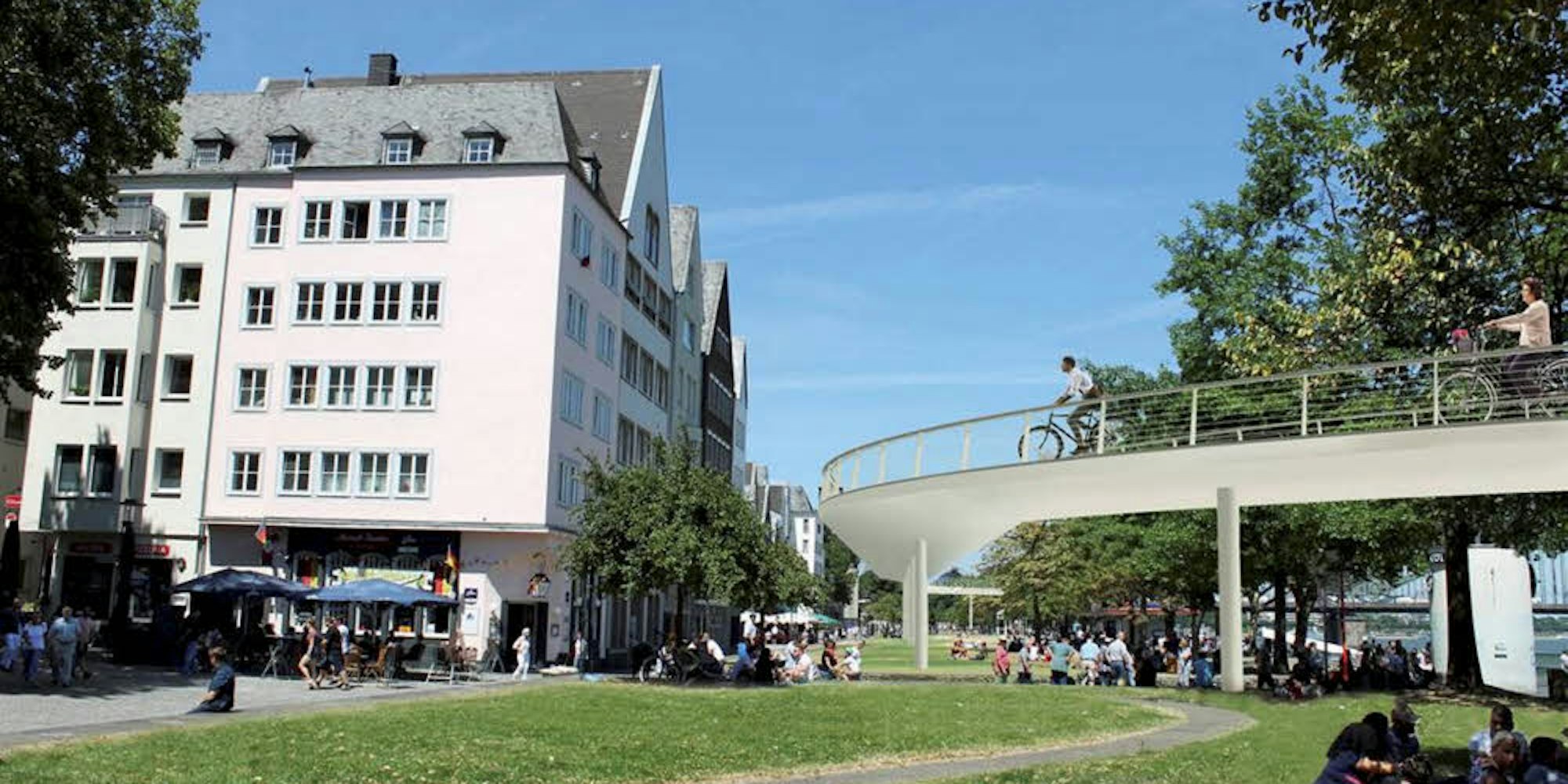 Arbeitstitel „Skyride“: Der ADFC hat eine Vision für einen Hochradweg am Altstadtufer entwickelt.
