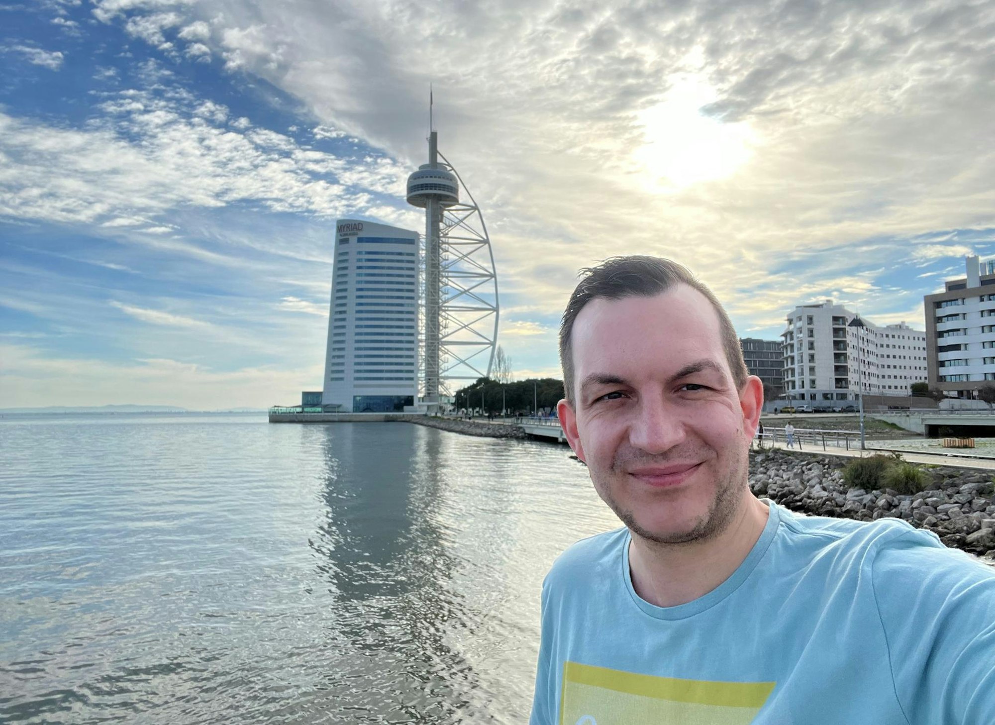 Selfie vom Schiff: Frank Schuldt ist in Lissabon gestrandet.