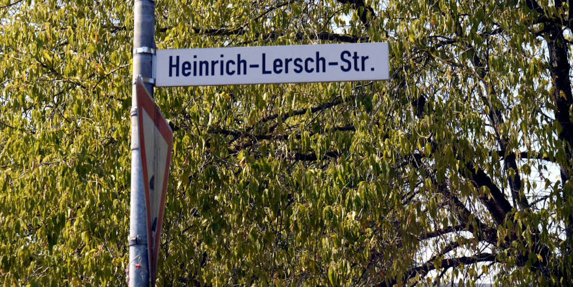 Das Straßenschild der Heinrich-Lersch-Straße in Neubrück.